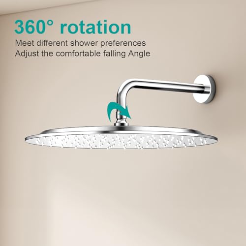 All Metal Rain Shower Head - Heavy Duty Stainless Steel, Easy Install, High Water Flow, Ultra-Thin Modern Design for Bathroom (Chrome, 16) - color: Chrome, size: 16