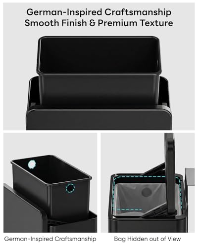 Kitchen Mini Compost Bin, 4L/1G Small Trash Can with Lid, Slim Stainless Steel Hanging Garbage Bin for Kitchen, Bathroom, Bedroom, Office, Wall Mounted Compost Bin with Inner Bucket, Black - size: 4L-Black