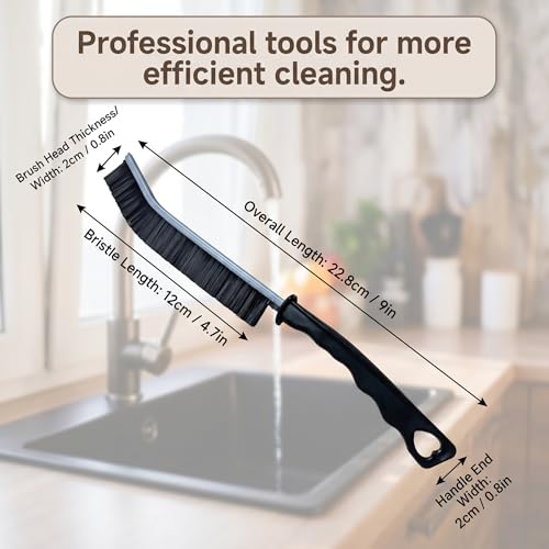 4 Pcs Multi-Purpose Hard Bristle Crevice Cleaning Brush Small Deep Gap Cleaning Tools Scrub Brushes Household Use Versatile Thin Grout Brush for Kitchen Window Tile Bathroom Shower Corner Toilet Black