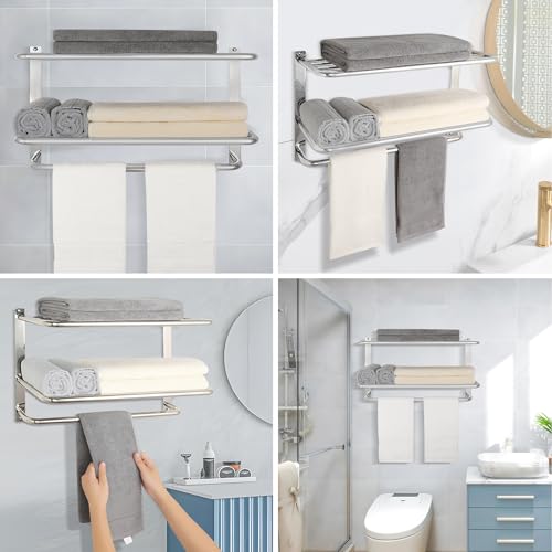 3-Tier Bathroom Towel Rack, SUS 304 Wall Mount, Brushed Nickel - color: Brushed Nickel, size: 24 Inch 3 Tier