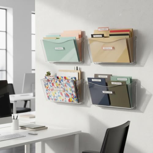 Azar Displays 250025 Clear Plastic Wall Mount File Holder with Hanging Hardware (4-Pack) - color: CLEAR, style: Screw Mount