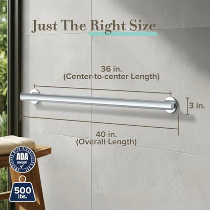Gatco 674C Nouveau 36" L Grab Bar, Chrome/ADA Compliant Stainless Steel Safety Grab Bar for Bathroom - color: Chrome, size: 36 Inch