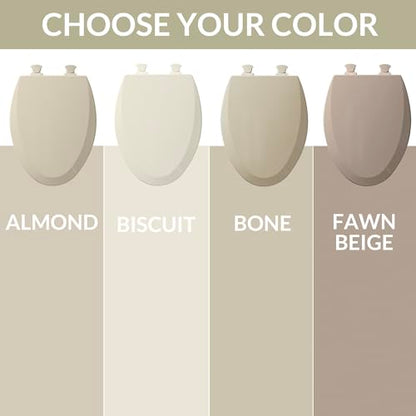 Bemis 1500EC Durable Wood Toilet Seat with Easy Clean Hinges, Made in USA, Elongated, Biscuit - color: Biscuit, size: Elongated
