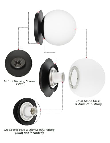 Wall Sconces, 1 Light Modern Globe Sconce in Matte Black, Wall Light for Bedroom Bathroom Living Room & Hallway Vanity Lighting, Ceiling Light Fixture - color: Matte Black, size: 1-Light