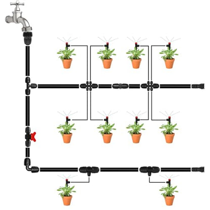 1/2 Inch To 1/4 Drip Irrigation Fittings - 8 Pack Drip Line Irrigation 1/2'' to 1/4'' Barbed Tee Adapter Anti-Drop Lock Nut Barbed Reducer 3 Way Connectors for Drip Irrigation System - size: 1/2" 3 Way Tee