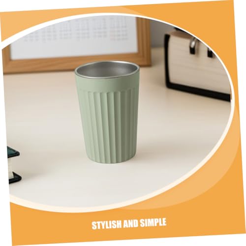 Textured Stainless Steel Toothbrush Cup Green Bathroom Tumbler Holder for Rinsing Stylish and Versatile Use in Home School Office