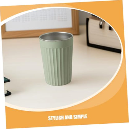 Textured Stainless Steel Toothbrush Cup Green Bathroom Tumbler Holder for Rinsing Stylish and Versatile Use in Home School Office