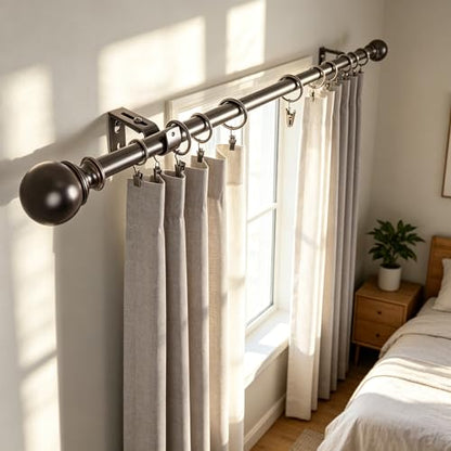 Curtain Rings with Hooks 14 Pack - Rustproof Metal Drapery Clips for Window, Shower, Door, 1.5" Inner Diameter, Smooth Gliding, Fits 5/8" to 3/4" Rods, Black - color: Black