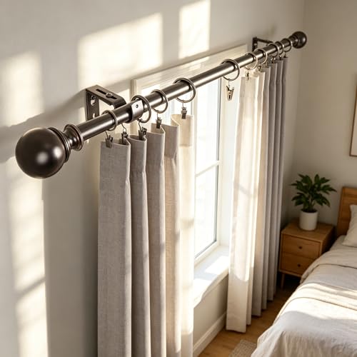 Curtain Rings with Hooks 14 Pack - Rustproof Metal Drapery Clips for Window, Shower, Door, 1.5" Inner Diameter, Smooth Gliding, Fits 5/8" to 3/4" Rods, Antique Bronze - color: Antique Bronze