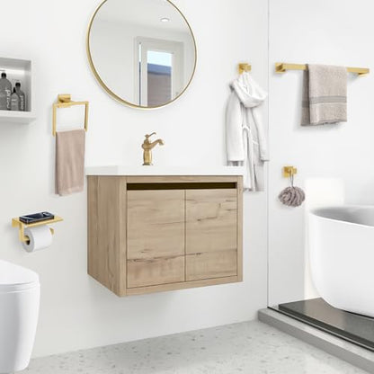 YACVCL Brushed Gold Bathroom Hardware Accessorie Set 23.6 Inch Towel Bar Set 5-Pieces Towel Rack&Holder Set for Bathroom,Upgraded Toilet Paper Holder with Shelf,Stainless Steel Wall-Mounted - color: 5 Pcs Brushed Gold