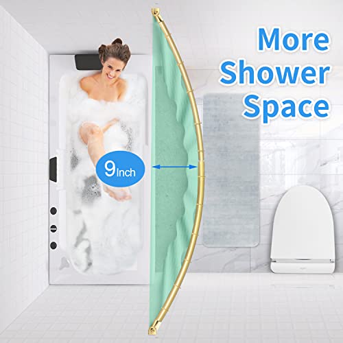 TOPROD Curved Shower Curtain Rod 48-72 Inches Adjustable Round Shower Rods | Gold,Rounded Bowed,Stainless Steel,More Shower Space,Need to Drill,for Bathroom, Bathtub - color: Gold