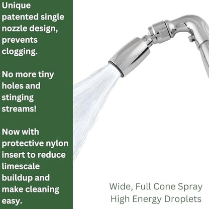 High Sierra® Solid Lead-Free Metal Handheld Shower Head, Built-in Trickle Valve, Patented single Nozzle Never Clogs. Shower Hose and Holder Not Included. Low Flow 1.8 GPM. Brushed Nickel Finish - color: Nickel, size: 1.8 GPM