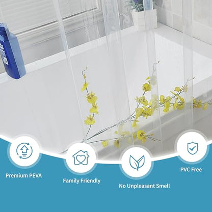 Clawfoot Tub Short Shower Curtain or Liner 180x60 Inch with 12 Magnets Wrap Around Shower Liner Extra Wide PEVA Shower Curtain Sets 32 Metal Hooks Included