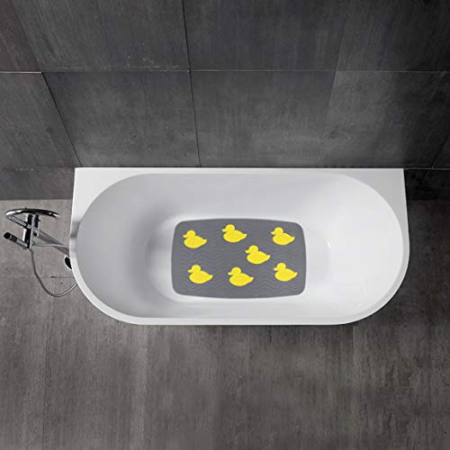SafeLand Patented Non-Slip Bath, Tub, Baby Mat, TPR Material, Eco-Friendly, Non-PVC, Color Combo, Machine Washable, No-Odor, with Powerful Gripping Suction Cups, Duck-254 (16"x27") - color: Duck Gy