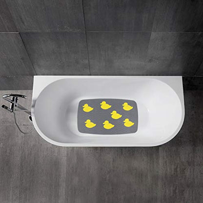 SafeLand Patented Non-Slip Bath, Tub, Baby Mat, TPR Material, Eco-Friendly, Non-PVC, Color Combo, Machine Washable, No-Odor, with Powerful Gripping Suction Cups, Duck-254 (16"x27") - color: Duck Gy