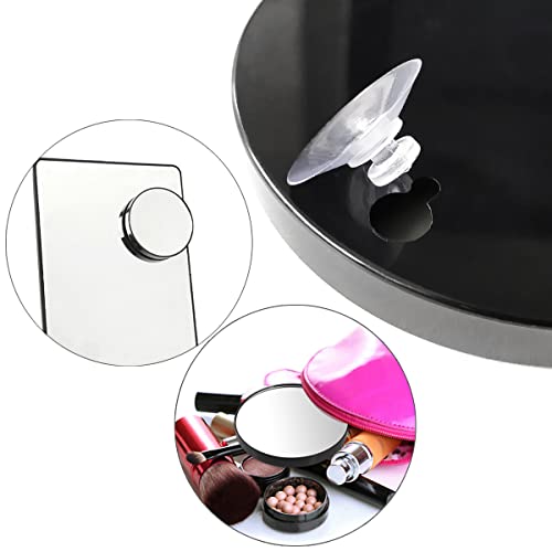 10X Magnifying Makeup Mirror with 1 Tweezers Portable Round Mirror 2 Suction Cups Travel Set for Eyebrow Tweezing Blackhead Blemish Removal Bathroom Magnified Cosmetic Mirror (Diameter 4.3 inches) - size: 4.3"L x 4.3"W