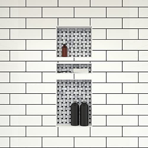 Redi Niche Triple Recessed Shower Shelf – Black, Three Shelves, 16-Inch x 40-Inch x 4-Inch - size: 40" H x 16" W, style: 3 Shelves