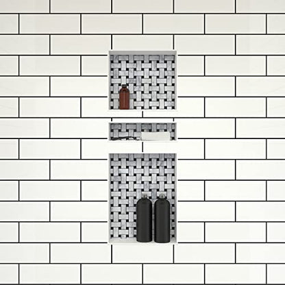 Redi Niche Triple Recessed Shower Shelf – Black, Three Shelves, 16-Inch x 40-Inch x 4-Inch - size: 40" H x 16" W, style: 3 Shelves