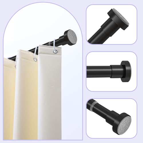Shower Curtain Rod Spring Tension:2Pack Black Shower Rods for Bathroom 33 to 72 Inch,1 Inch Modern Heavy Duty Adjustable Tension Shower Curtain Rod No Drilling No-Slip Easy Install,Matte Black - color: Black, size: 【33''-72''】2 Pack