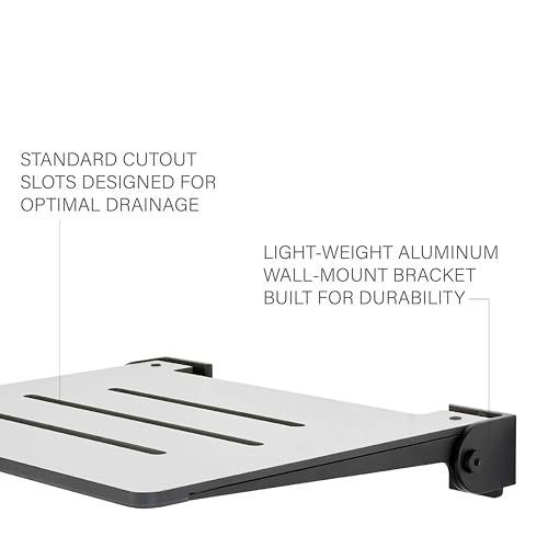 Seachrome 18 inch Silhouette Slimline Folding Wall Mount Shower Bench Seat, Light Gray Seat with Matte Black Frame - color: Light Gray With Matte Black Frame