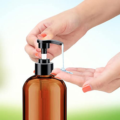 Soap Dispenser with Rust Proof Pump, Waterproof Labels (2 Pack,16 Oz) Bathroom, Plastic Hand Dish Soap Dispenser for Kitchen, Premium Thick Soap Pump Bottles (Amber) - color: Amber