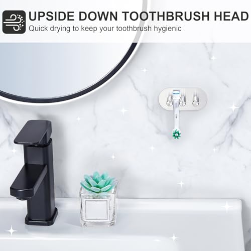 Electric Toothbrush Head Holder, Toothbrush Holders Wall Mounted, Adhesive Tooth Brush Head Holder Organiser, Electric Toothbrushs Holder, Shower Tooth Brushing Holder (Silver, Small) - color: Silver, size: Small