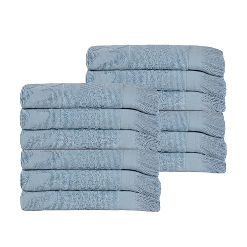 Superior Cotton Face Towel/Washcloth Set, Quick Dry, Small Facial Towels, Spa, Hotel, Guest, Home, Bathroom Basics, Plush Soft Absorbent, Luxury Quick Drying, Set of 12, Rolla Collection, Blue - color: Blue, size: Face Towel - 12 Pack
