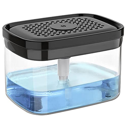 MR.SIGA Dish Soap Dispenser with Sponge Holder for Kitchen, Black | Dishwashing soap pump dispenser for sink, kitchen soap dispenser, dish sponge holder - color: Black