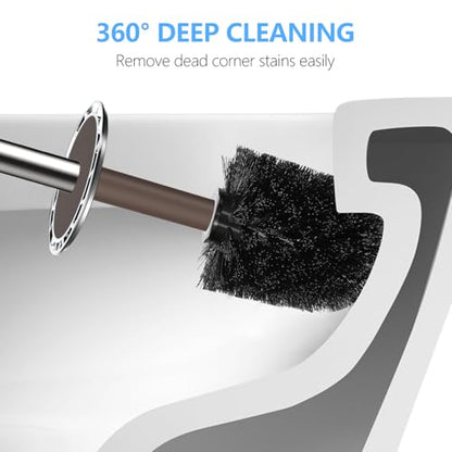 SetSail Toilet Brush, Compact Size Toilet Bowl Brush and Holder Toilet Brushes for Bathroom with Stainless Steel Handle Toilet Cleaner Brush with Durable Scrubbing Bristles, 3 Packs,Brown - color: Brown, size: 3 packs