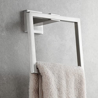 Stainless Steel Square Towel Ring Brushed Nickel Hand Towel Holder for Bathroom Wall Mount, SBH239NA - color: Brushed Nickel