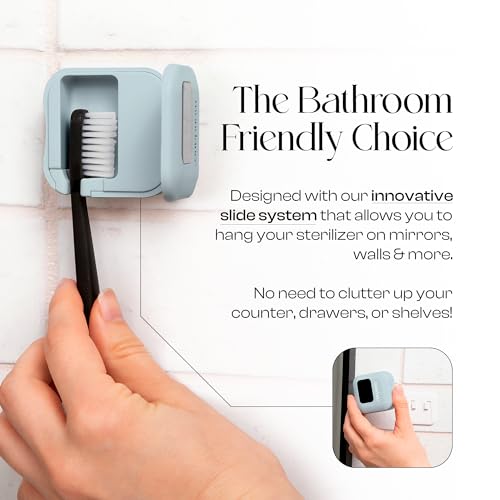 Mondano UV-C Toothbrush Sanitizer and Holder, Toothbrush Case - Manual/Electric Toothbrush Cover for Any Toothbrush Head - Rechargeable Toothbrush Travel Case, Tooth Brush Cover Cap for Home - color: Sky Blue