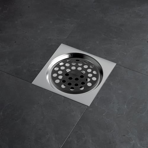 Antrader Shower Drain Cover, Stainless Steel Anti-Clogging Strainer Grid, 2.48" Diameter, 0.16" Thickness,with 0.2" Outlet Hole for Bathroom Kitchen Balcony Garage, Round - color: Black, size: 2.48" Round
