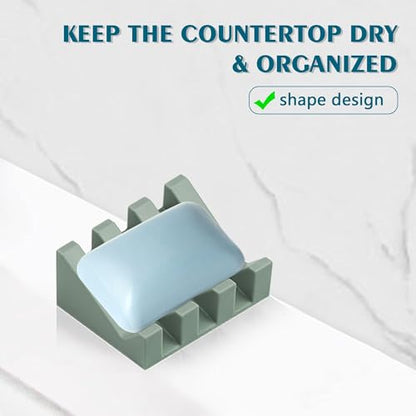Self Draining Soap Dish Holder,Silicone Soap Dish,for Bathroom,Kitchen, Sponges，Can Extend Soap Life，Keep Soap Bars Dry and Easy Cleaning (Green,3-Pack) - color: Green,3-pack