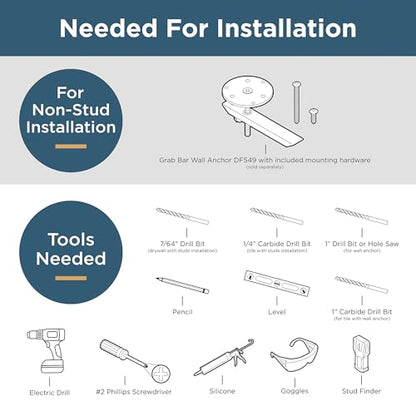 Franklin Brass Voisin (1-Pack) 36' ADA Grab Bar Bright Stainless Steel Bathtub Handle Safety Grip 1-1/4' Diameter Wall Mount Shower Handicap VOI5936-BS - size: 36 Inch