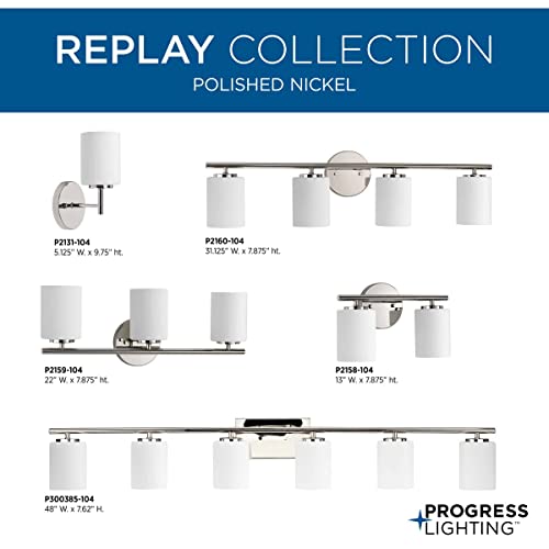 Progress Lighting P2131-104 Replay Bath & Vanity, 1-Light, Polished Nickel - color: Polished Nickel, size: 1-Light