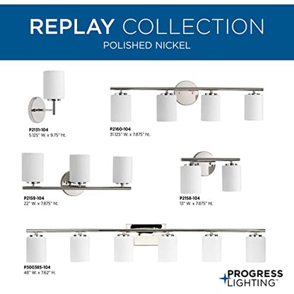 Progress Lighting P2131-104 Replay Bath & Vanity, 1-Light, Polished Nickel - color: Polished Nickel, size: 1-Light
