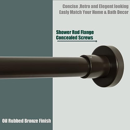 Heavy Duty Shower Rod, Adjustable Shower Curtain Rod, Expandable 47-84 Inch, Permanent Mount Shower Rod, Never Rust Stainless Steel For Window Curtain and Closet, Oil Rubbed Bronze - color: OIL RUBBED BRONZE