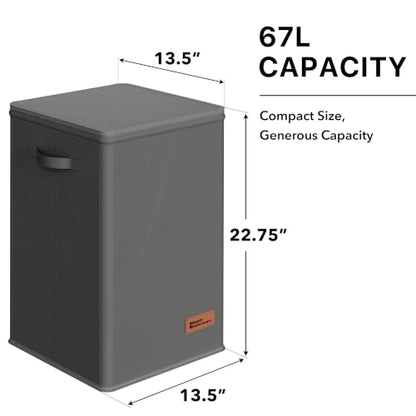 Simple Houseware Foldable Laundry Hamper Basket with Lid and Bag, Dark Gray | Heavy Duty 600D Polyester, Water-Resistant Surface - color: Dark Grey