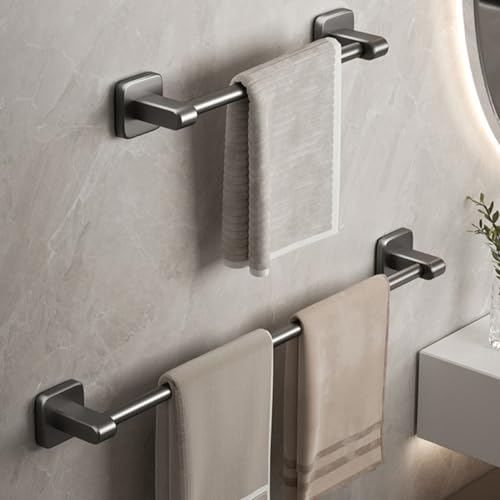 ULTECHNOVO Punch-Free Adhesive Towel Bar Holder 40Cm Gray Heavy Duty Wall-Mounted Towel Rail for Bathroom Kitchen and Laundry Room Storage