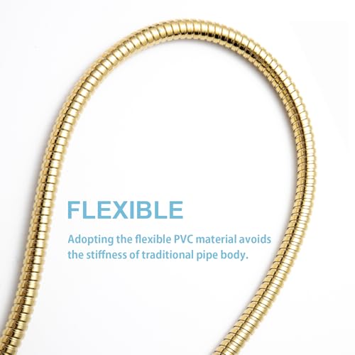 OFFO Shower Hose, 60 in Kink Free Stainless Steel Shower Hose Attachment Electroplating Handheld Shower Head Hose Flex Hoses Extension with Brass Insert & Nut for Pet Bathing Cleaning, Gold - color: Gold, size: 60 in