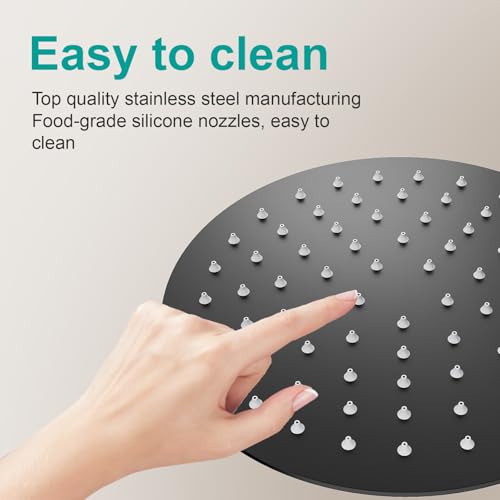 All Metal Rain Shower Head - Heavy Duty Stainless Steel, Easy Install, High Water Flow, Ultra-Thin Modern Design for Bathroom (D-Matte Black, 8) - color: D-Matte Black, size: 8
