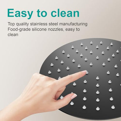 All Metal Rain Shower Head - Heavy Duty Stainless Steel, Easy Install, High Water Flow, Ultra-Thin Modern Design for Bathroom (D-Matte Black, 8) - color: D-Matte Black, size: 8