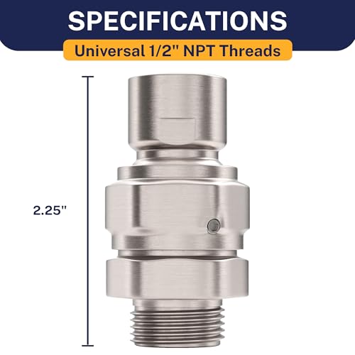 HammerHead Showers® Solid Metal Shower Head Swivel Ball Adapter, Brushed Nickel | Adjustable Pivot Ball To Adjust Showerhead Angle | Universal Connector Joint Fits Fixed, Hand Held & Rain Shower Heads