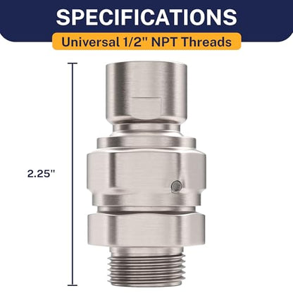 HammerHead Showers® Solid Metal Shower Head Swivel Ball Adapter, Brushed Nickel | Adjustable Pivot Ball To Adjust Showerhead Angle | Universal Connector Joint Fits Fixed, Hand Held & Rain Shower Heads