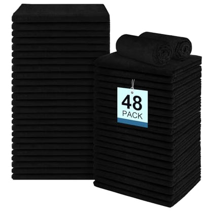 48 Pack Salon Towels - Highly Absorbent and Quick Drying Hand Towels, Premium Wash Cloths for Bathroom, Gym, Shower, Hotel, and Spa - 16x27 inch (Black) | Quick Drying Premium Wash Cloths for Bathroom, Gym, Shower, Hotel, and Spa - 16x27 inch (Black) - co
