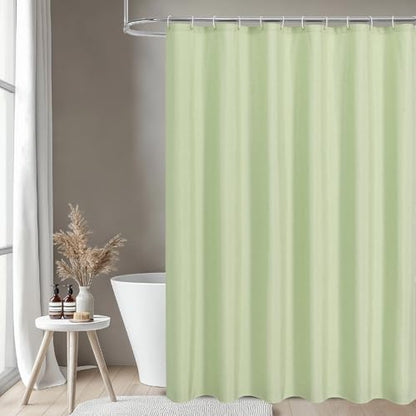 Extra Long Fabric Shower Curtain with Waterproof Layer,72x84,Green | 2-in-1 Design,Linen Textured,100% Waterproof TPU-Laminated Backing,Magnetic Weighted,Machine Washable,For Bathroom,Hotel - color: Green, size: 72"W x 84"L (Pack of 1)
