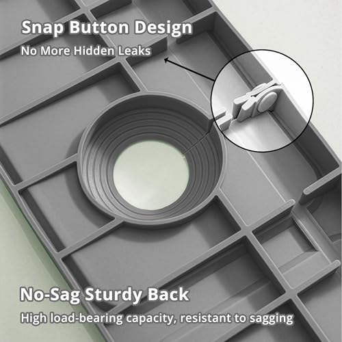 2-in-1 Silicone Kitchen Sink Organizer Draining Mat, 17.7 Inch | 7-degree sloped base, foldable, integrated storage tray, includes bonus 9.25x3.74 inch drainage tray, BPA-free