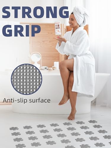 Secopad 36PCS Snowflake Non Slip Bathtub Stickers with Scraper, Grey | Original Large Anti-Slip Treads, Comfortable PEVA Material, Strong Adhesive, Easy to Use, For Bath Tubs, Showers & Stairs - color: Grey