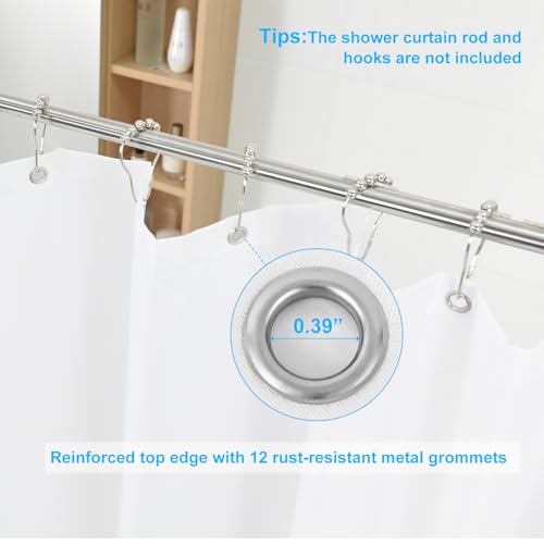 FY&XZH Shower Curtain Liner - Waterproof Fabric Shower Curtain Liner, Machine Washable, Magnetic Weighted Bottom,Soft Cloth Bathroom Shower Liner (White) - size: 72"W x 66"L (Pack of 1)