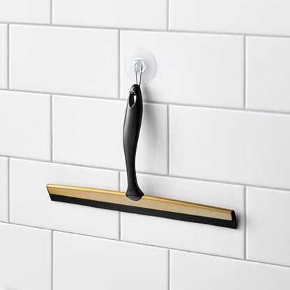 iDesign Bathroom Shower Squeegee, Black/Soft Brass | Wall Hook Included - color: Black/Soft Brass, style: Pack of 1